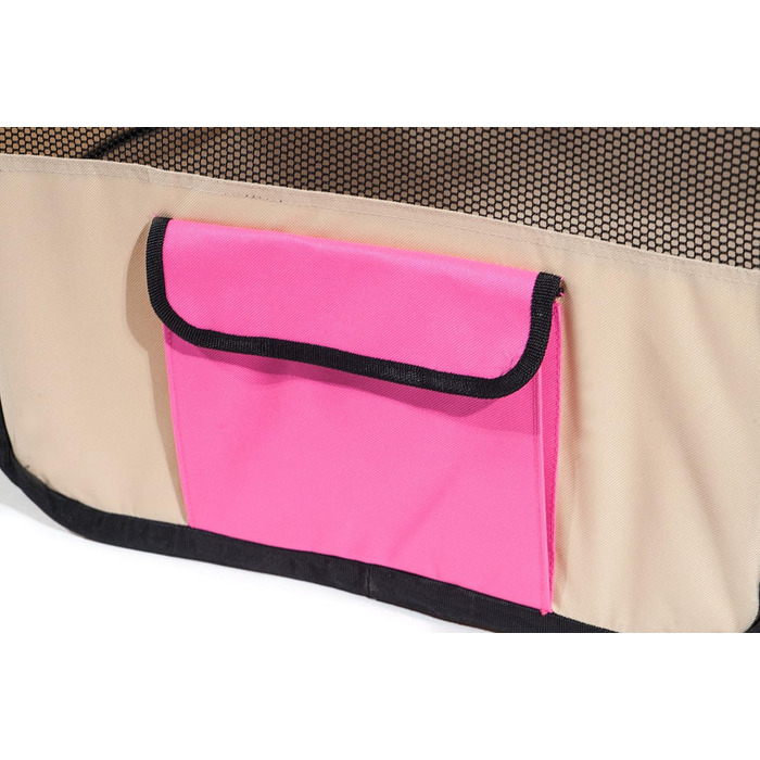 Ляльковий загон для тварин Pawer, 8-секційний, розкладний, з персоналізованим вишитим покриттям, для котів/собак/цуценят, 600D Oxford, портативний, для дому та вулиці, 36'x18.5', рожевий