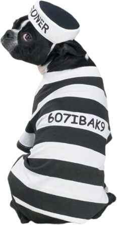 Костюм для собаки 'Prison Pooch', розмір XX-Large (XXL), обхват шиї 10 дюймів, обхват грудей 16 дюймів, довжина спини 12 дюймів