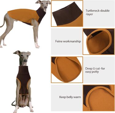 Пуловер для великих собак з флісу, ультра м'який, без рукавів, колір коричневий, обхват грудей 48 см