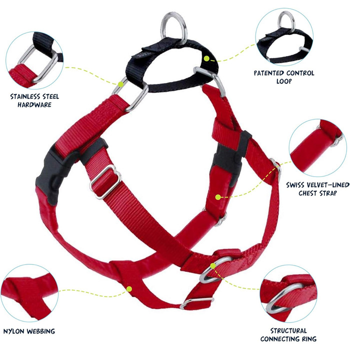 Шлейка для собак 2 Hounds Design Freiheit Wags Whiskers, проти ривків, розмір L