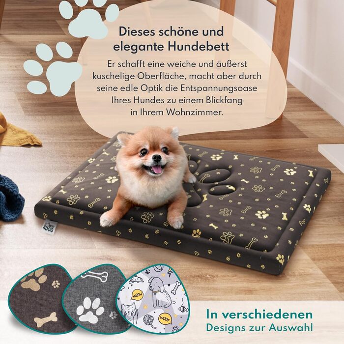 Килимок для собак FDM Puddy, 70x60 см, водонепроникний, з ефектом пам'яті, для маленьких собак, знімний чохол, миючий, сірий з жовтим