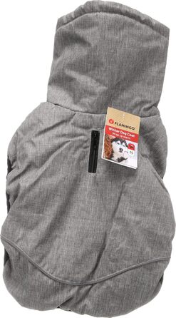 Зимовий одяг для собак Flamingo – Куртка Iglu Сіра – XS, 35 см – Ізотермічна підкладка, світловідбиваючі смуги, водовідштовхувальний, застібка на липучці, отвір для повідка – Сірий XS