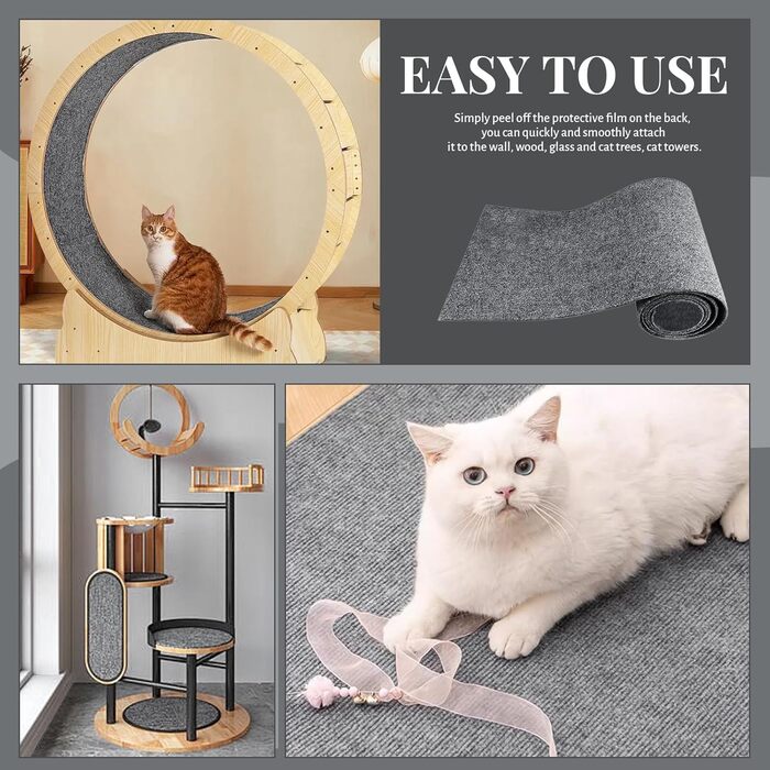 Килимок для дряпання котів, килимок для стіни, 200x40 см, світло-сірий