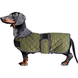 MOREZI Зимовий одяг для собак - теплий водонепроникний пуловер для такс з вовняним утеплювачем та регульованими ременями, теплий зимовий одяг для маленьких собак, зелений, S (довжина спини: 36-38 см)