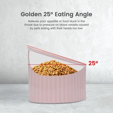 Підвищені миски для котів у формі серця, кераміка, підняті миски для котів, проти блювоти, без стресу, станція для води та корму, придатні для мікрохвильової печі, аксесуари для тварин для маленьких котів та собак (Рожевий)