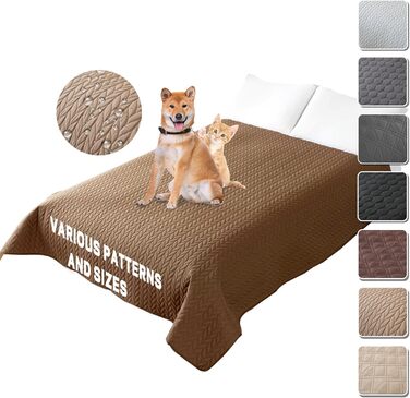 Водонепроникний килимок для собак 218 x 208 см, захист дивану та ліжка, великий, миючий, для собак та котів, з антиковзаючою основою, колір: коричневий
