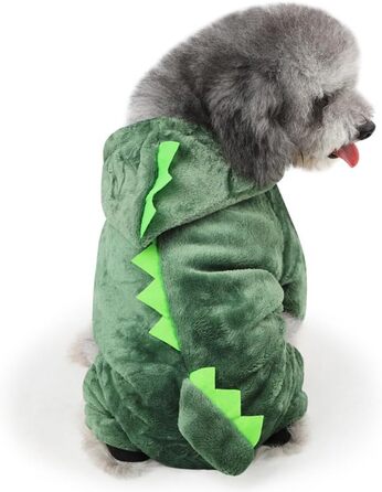 Костюм для собак FRCOLOR (зелений, L) - 3 шт. Динозавр, теплий матеріал, для свят та фотосесій