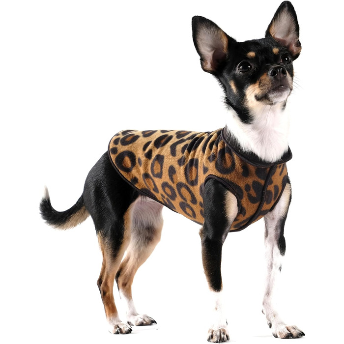 Теплий собачий пуловер Gold Paw Duluth з двошарової флісової тканини - м'який, теплий одяг для собак, еластичний, машинного прання, підходить для будь-якої пори року, леопардовий/чорний, розмір 6