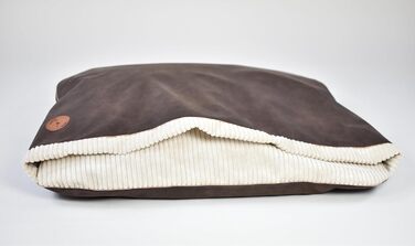 Ліжко для собак середніх та маленьких порід, м'яке ліжко для котів з капюшоном, неслизьке, миється, дизайн Lauren NEL (M 80 x 60 см), Колір: Коричневий + Кремовий