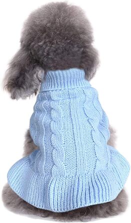 Світшот для маленьких собак, в'язаний одяг для котів, теплий зимовий одяг для кошенят, цуценят, розмір XS, світло-блакитний, X-Small