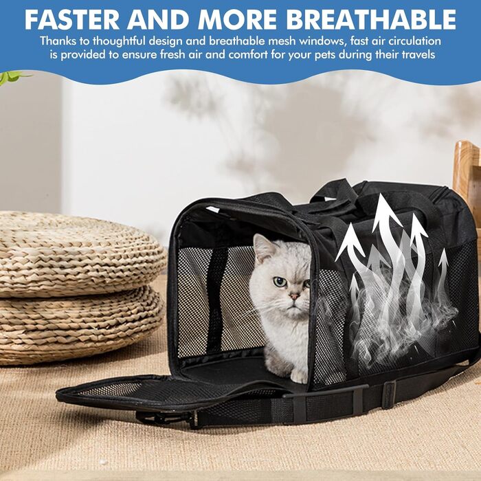 Транспортна переноска для котів та собак WANDGU: складана переноска з мискою для води, 42 x 27 x 28 см