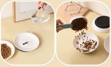 Набір мисок для котів з підняттям, 2 шт. - запобігання болю в шиї, широкі миски, анти-блювотні, з нековзною підкладкою (чорний)