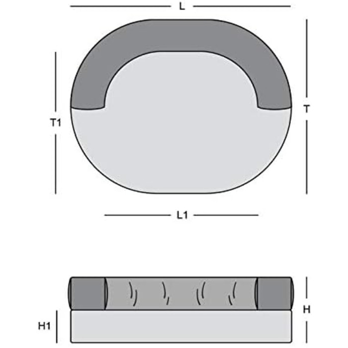 Ляжка для собак Атланта, штучна шкіра, тауп, водовідштовхувальна, розмір S, наповнювач Visco-піна, 90x70 см