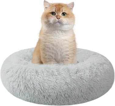 Котяче ліжко для домашніх котів та собак, кругле м'яке лежанка 39,9 см, для малих, середніх і великих собак, миюче, з нековзною основою, для кошенят і цуценят