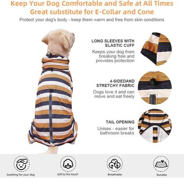 Піжама для собак великих та середніх порід, розтягувана, для дорослих, комбінезон, 3XL, жовто-чорний