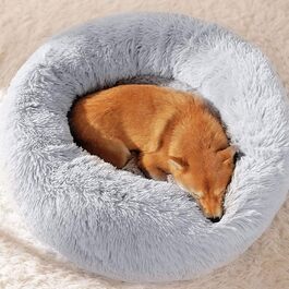 М'яке кругле ліжко для собак та котів 60 см – зручне доунат-ліжко, сіре, 60x60x20 см