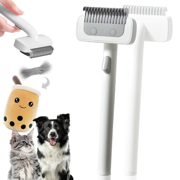 Гребінець для котів з довгим хутром, для розплутування та видалення шерсті, зручна система видалення шерсті одним кліком, ніжний гребінець для догляду за шерстю, ідеальний для сильно сплутаної шерсті