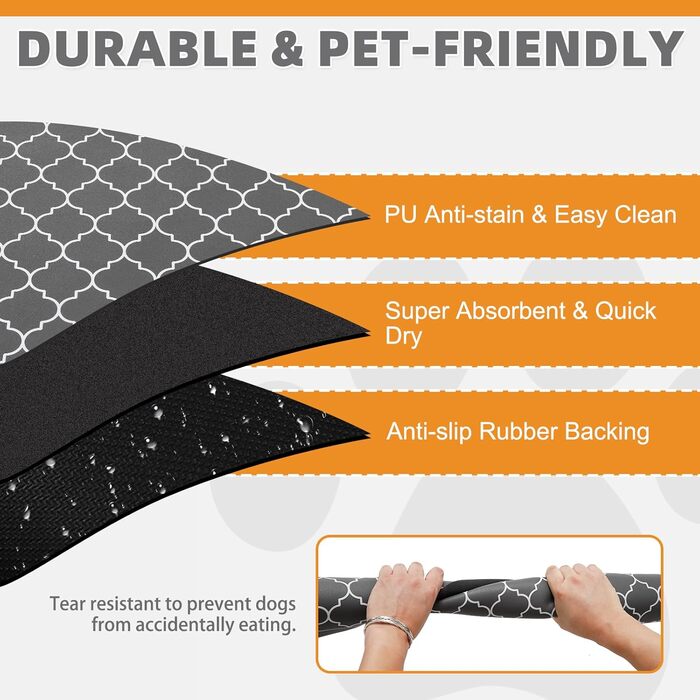 Килимок для годування собак Kooltail, швидковисихаючий, водонепроникний, з гумовою основою, розмір 12'x20' (1 шт.), принт 'Клевер'