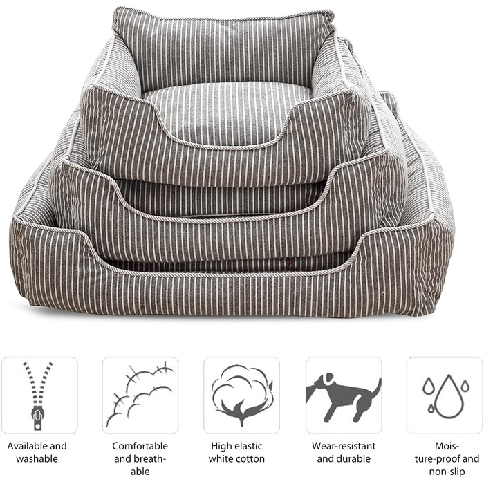 Ортопедичне ліжко для собак Petcute Hautierbett, зручне та миюче, для маленьких собак, знімний чохол (M, сірий)