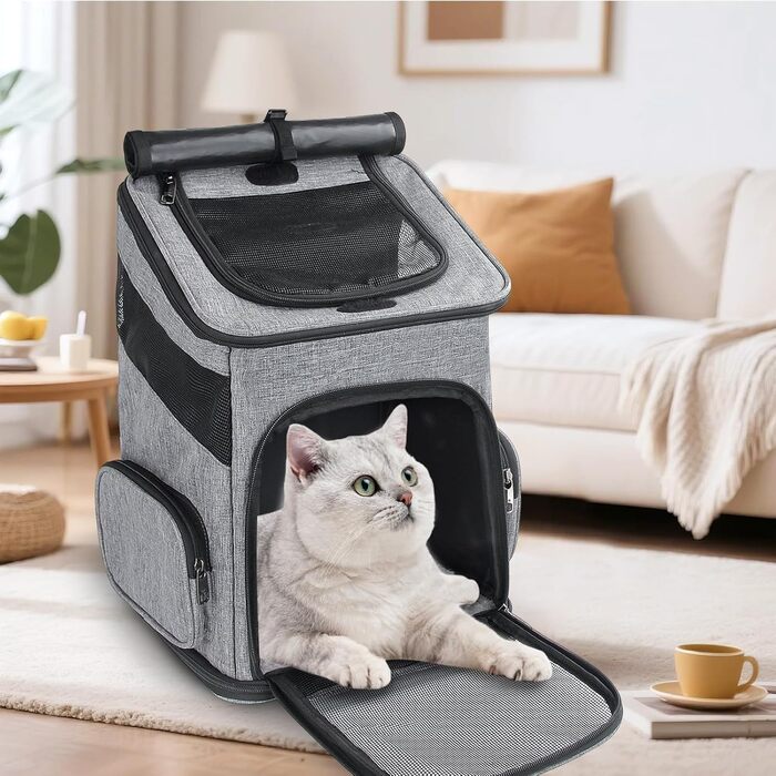 Рюкзак для кота/маленького собаки, складний, з вентиляцією та ремінцем безпеки, для подорожей та активного відпочинку