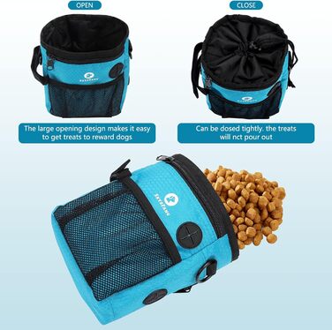 Сумка для корму для собак 2-в-1 з пляшкою води та диспенсером для пакетів, чорно-зелена/блакитна