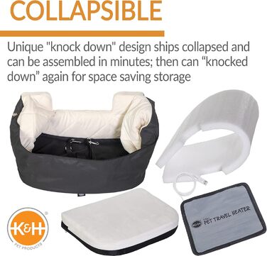 Підвищувач для собак K&H Pet Product Bucket Booster з кріпленням для безпеки, зручний для маленьких собак, стабільний, антрацитовий/кремовий, з підігрівом