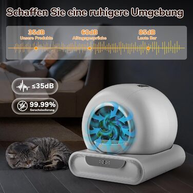 Автоматичний лоток для котів XXL 68л з самоочищенням, низький вхід, керування через додаток, датчик безпеки, для кількох котів