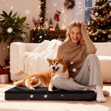 Ортопедичне ліжко для собак Patas Lague, велике, 91,4 x 61 см, м'яке, водонепроникне, з піною, знімний, пральний чохол, неслизьке дно, рожевий (JUMBO:56x40x3.5 IN, Чорний)