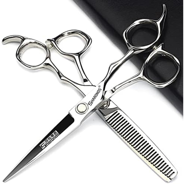 Професійний набір перукарських ножиць SHARONDS 6 дюймів для перукарів та дому, гострі ножиці з нержавіючої сталі (V-подібні зубці), 2 шт.