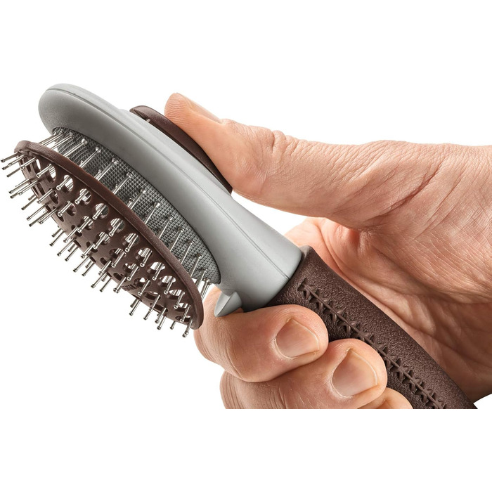 HUNTER SPA щітка для грумінгу самоочисна, для собак, 22,5 x 8,0 см, L, сіра / коричнева (19 см)