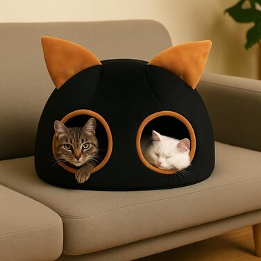 Котяча хатинка XXL 49,5×49,5×41 см – м'який і теплий будиночок для котів з праним матрасом, ідеальне місце для відпочинку, котяче наметове укриття для дому