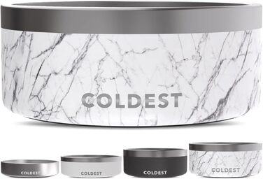 Миска для собак і котів Coldest, нержавіюча сталь, нековзна, для корму або води, 2,8 л, дизайн під мармур