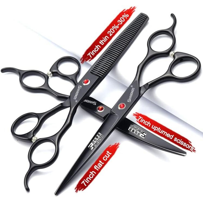 Набір професійних ножиць для грумінгу тварин 7 дюймів (3 шт.) з японської сталі 440C (фіолетовий)