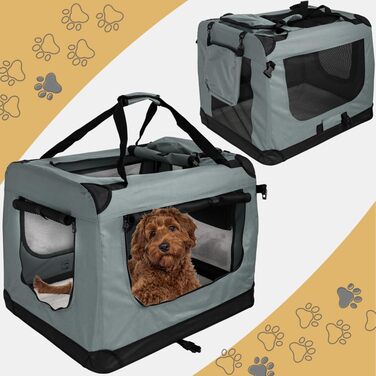 Складана переносна переносна сумка-переноска для собак та котів Petigi (Сірий, L 70x52x51 см)