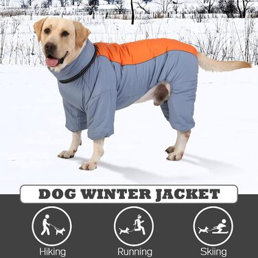 Зимовий теплий пуховик для собак, світловідбиваючий, вітронепроникний, з підкладкою з флісу, водонепроникна куртка для собак з блискавкою та кріпленням для шлейки, HazeBlue, 20