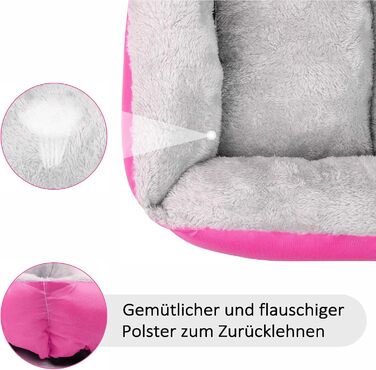 Крісло-ліжко для собак Lucky 70см, рожеве: м'яке та зручне, для середніх собак, можна прати