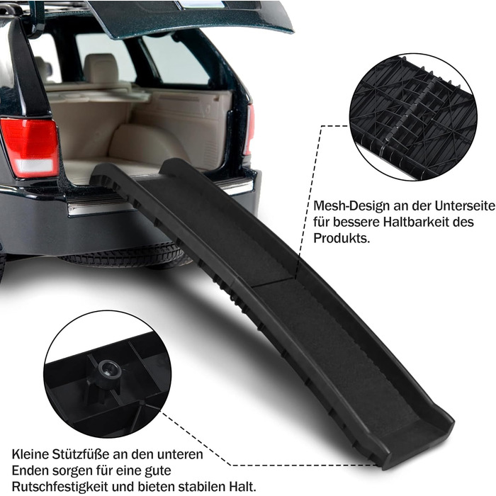 Рампа для собак, складана, для автомобіля, пластикова, антиковзаюча, до 90 кг, 156 x 40 см