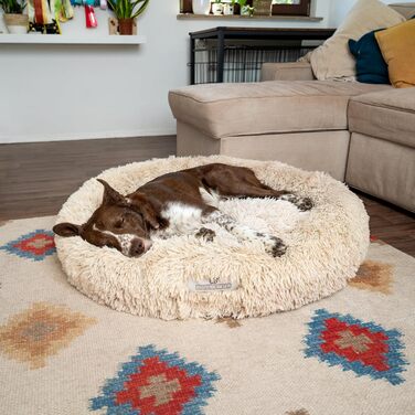 Кругле ліжко для собак та котів Pfoten&nasen® Wolke 7, XS (55 см) – м'яке, знімний чохол, сірий/білий