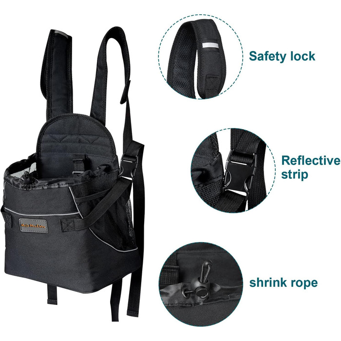 Рюкзак для кота/маленького собаки: зручний переносник для тварин з великою кишенею, безпека та комфорт, блакитний (S, чорний)