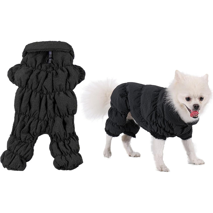 Зимовий теплий одяг для собак - тепла куртка для собак, чорного кольору, з D-Ring, XL