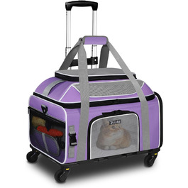 Трансформована переноска для тварин Petskd з колесами, 48,3 x 33 x 22,9 см, схвалена Southwest Allegiant Airlines, м'яка переноска для собак до 6,8 кг та котів до 9 кг, фіолетова