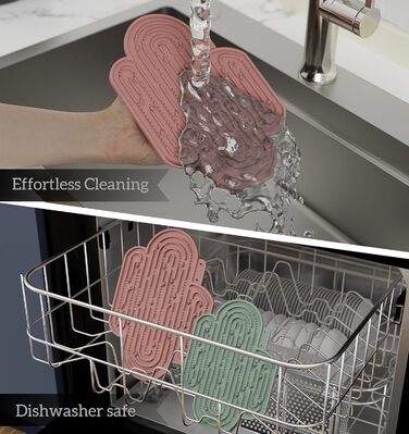 Лежак-іграшка для собак та котів OHMO Schleckmatte, 2 шт. - милий дизайн кактуса, силікон, 18x25.5 см (кораловий & вишневий)