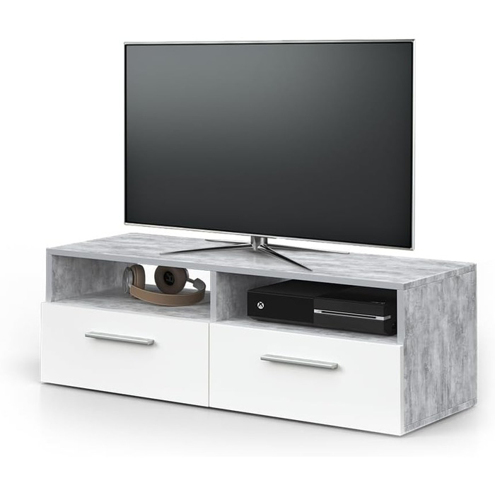 Тумба під телевізор Vicco Diego, білий глянець, 95x38 см, бетон