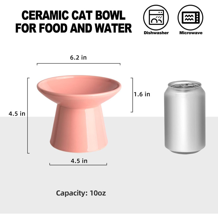 Набір мисок для котів та собак KITCHENLESTAR: великі, керамічні, підняті, рожеві (2 шт.)