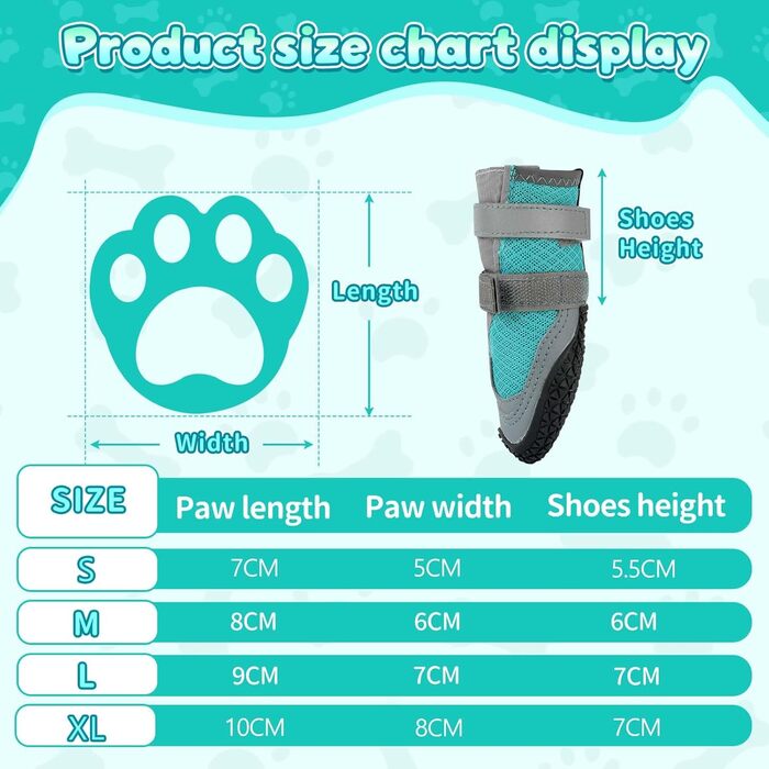 Водонепроникні чоботи для собак з відбиваючими смугами, захист лап, антиковзка гумова підошва, XL, блакитний