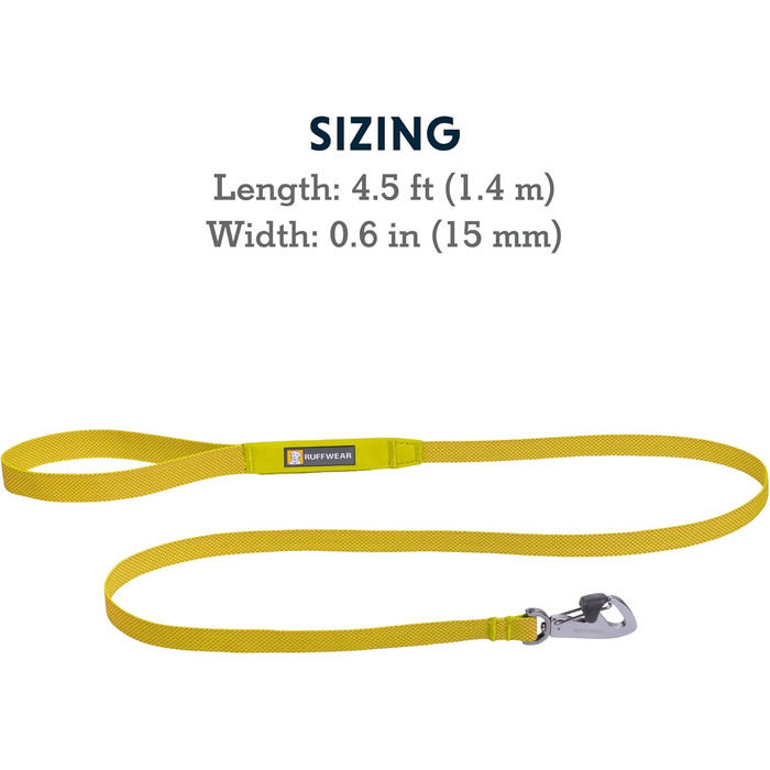 Повідок для собак RUFFWEAR Hi & Light, міцний, із вбудованою кишенею, надійний Crux-Clip, компактний, зелений Lichen Green