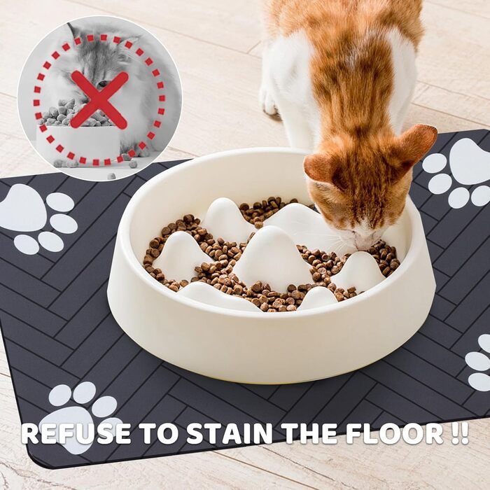 Килимок для годування собак та котів, суперпоглинаючий, неслизький, швидковисихаючий, легко миється (Темно-сірий, 40x60 см)