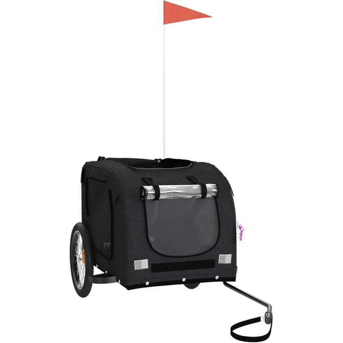 Причіп для велосипеда для собак, чорний, Oxford-тканина та метал. Причіп для велосипеда, вантажний причіп - 93884