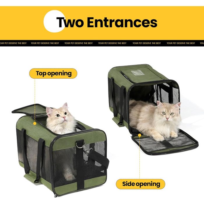 Транспортна переноска для котів та собак Conlun, зелена, L, розкладний дизайн