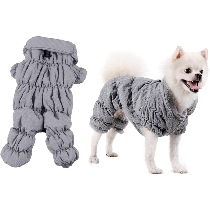 Водонепроникна куртка для собак Kukaster - тепла зимова жилетка для маленьких та середніх собак, сірий колір, S